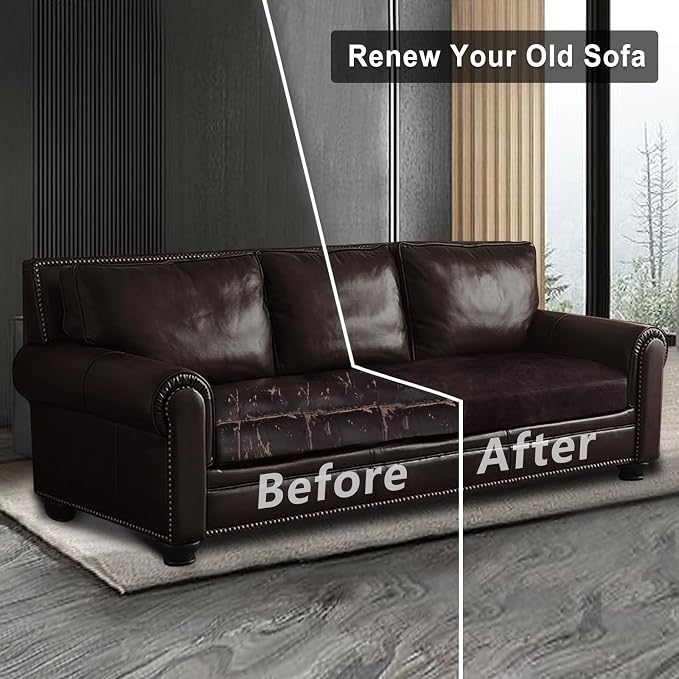 ANARACHON Leather Look Couch Cushion Covers Sofa Seat Slipcovers Sets Couches Furniture Protector for Sectional Armchair Loveseat Pets Kids Stretch Spandex Fabric (1 Cushion XL Sofa, Chocolate) - Image 7