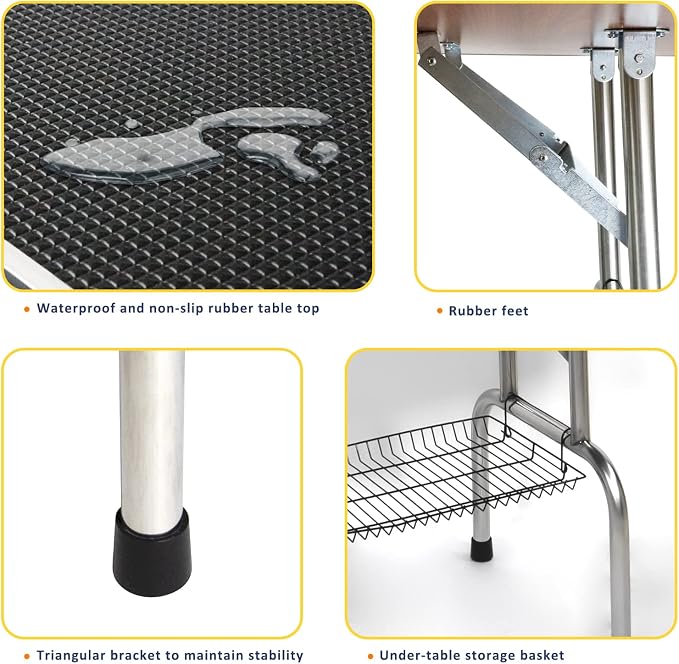 ROOMTEC 36" Dog Grooming Table,Foldable Home Pet Bathing Station with Adjustable Height Arm/Noose/Mesh Tray - Image 4