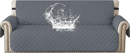 Waterproof Couch Cover for Pets, Sofa Covers for 3 Cushion Couch Washable, Non Slip Couch Covers for Dogs with Side Pockets Elastic Straps, Quilted Couch Covers for Sofa (Sofa, Dark Grey) by CYCMACOHOME
