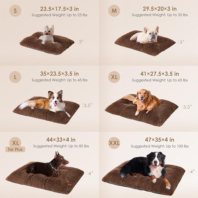 EHEYCIGA Fluffy Dog Crate Bed for Small Dogs, Plush Crate Pad, Coffee | Calming Anti Anxiety Small Dog Bed, Washable Soft Warm Faux Fur Crate Mat with Non-Slip Bottom - Image 2
