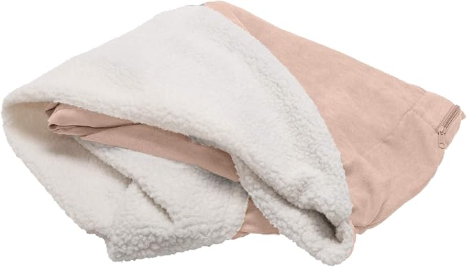 Furhaven Replacement Dog Bed Cover Sherpa & Suede Snuggery, Machine Washable - Cream, 35-inch by FurHaven