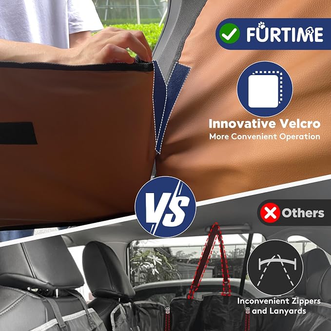 FURTIME Dog Car Seat Cover for Back Seat, PU Leather Back Seat Extender | Hard Bottom Holds 400LBS, Waterproof Anti-Scratch, Large Space Back Seat Pet Cover for Car, SUV, Small Truck, Brown - Image 7