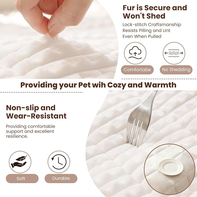 Couch Cover for Dogs Washable, Non-Slip Pet Couch Covers for Sofa, Fuzzy Dog Couch Cover Blanket, Thick, Soft, Plush Couch Cushion Covers for Sofa Protector (White, 27.6" x 27.6"/70 x 70cm) - Image 5