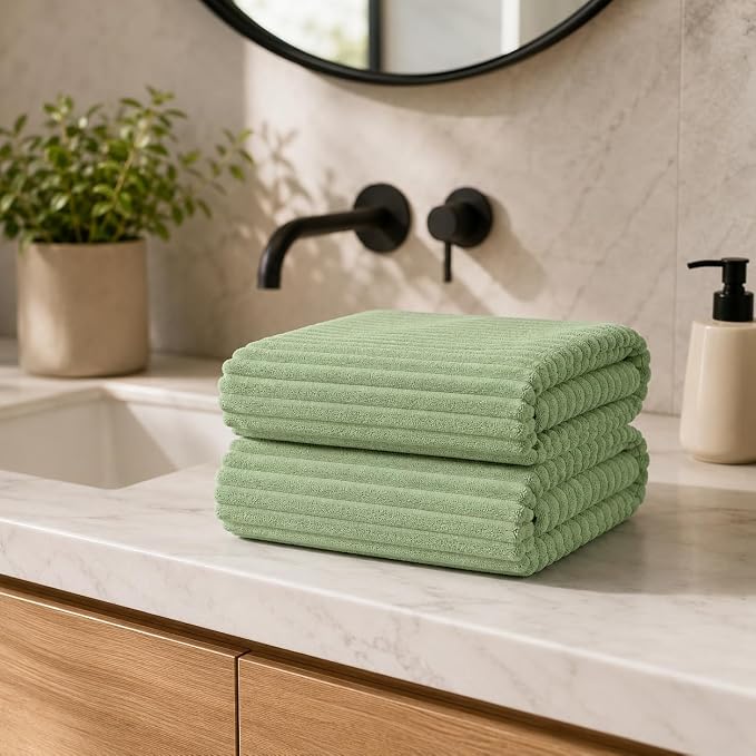 2 Piece Bath Sheets, 40"x80" Bath Towels, Sage Green | Extra-large size, Quick dry, Highly Absorbent, Lint Free，shower towels for bathroom gym spa，Big and Tall users - Image 3