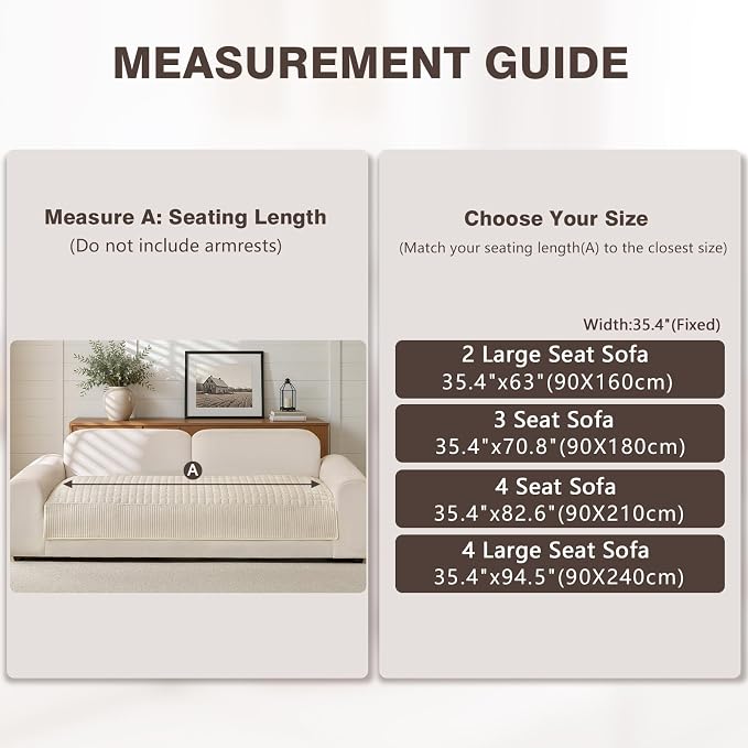 OHSIO Soft Plush Couch Cover for Sofa, Washable Milk Velvet Sofa Slipcover, Non-Slip Furniture Protector for 1 2 3 Seater Couch, Dogs, Pets and Kids(White, 35.43'' x 62.99'') - Image 2