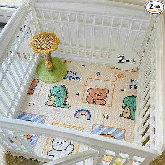 Dog Playpen Urine Pad Dog Pee Pads Puppy Pads 2 Pcs, [PLAYPEN NOT Included] Reusable Puppy Training Mat,Large Pet Pee Mats,Waterproof Pet Mats for Dogs Bed Mat,Super Absorbing Whelping by JWXQS