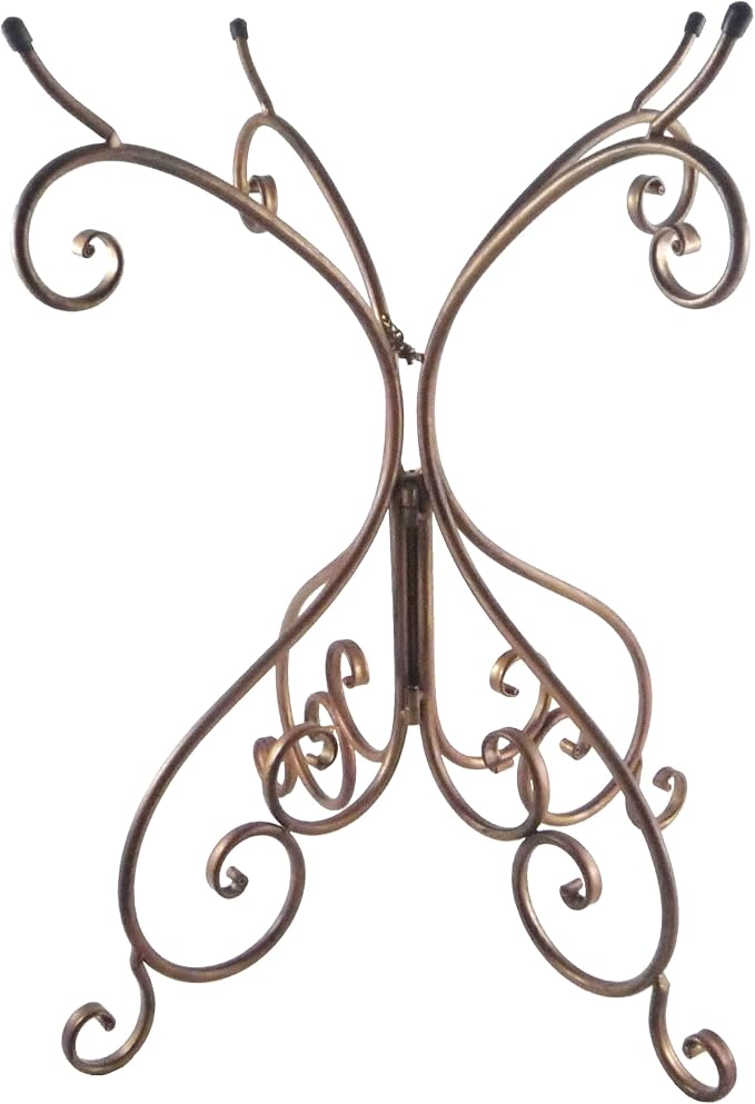 Metal Bird Bath Stand Only - 25" H Antique Bronze Birdbath Bowl Holder, Foldable Steel Holders for Birdbaths for Outdoors by FiberClayBirdbaths