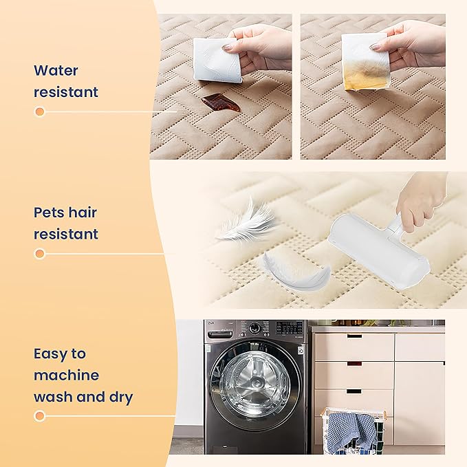 gogobunny 100% Double Sided Waterproof Dog Blanket Soft Bed Pet Cover Reversible Protect Furniture Couch Sofa Car for Puppy Cat Kids (Dark Beige/Light Beige, 82x82 Inch (Pack of 1)) - Image 5