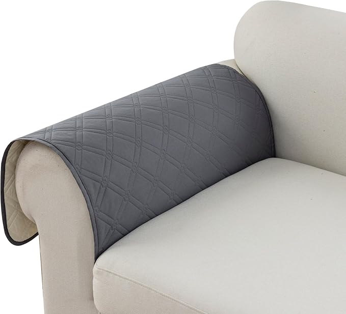 Genina Sofa Armrest Cover, Anti-Slip Armchair Slipcovers for Dogs Cats Pet, Water Resistant Couch Arm Cover for Backrest Recliner Loveseat, L Shaped Sofa, 23.6 x 27.5 Inches（2 Pieces） by Genina