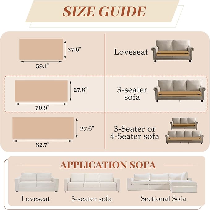 ALIECOM Sofa Cover Waterproof Couch Cover for Dogs Washable Velvet Sofa Slipcovers for 3 Cushion Couch Pet Friendly Non Slip Living Room Furniture Protector (Light Camel, 27.6" x 70.9") - Image 4
