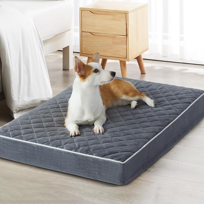 WNPETHOME Orthopedic Waterproof Extra Large Senior Dogs Bed for Comfy Sleep | XL Washable Ped Bed with Removable Cover, Multi-Needle Quilting XL Crate Bed for Large Sized Dog Relax,Grey 42x30 Inch by WNPETHOMEPETSHOME