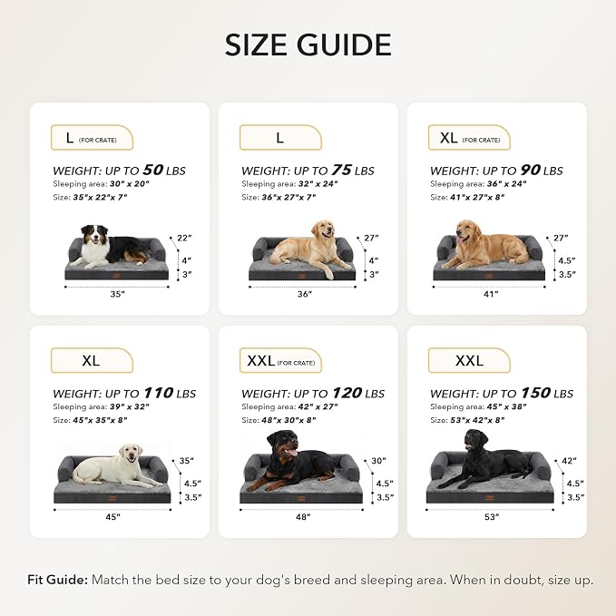 Orthopedic Washable Dog Bed for Medium Dogs, 35x22in, Dark Grey | Orthopedic Foam Relieves Joint Pressure, Bolsters Supports Head And Neck, Washable Cover, Non-Slip Bottom - Image 5