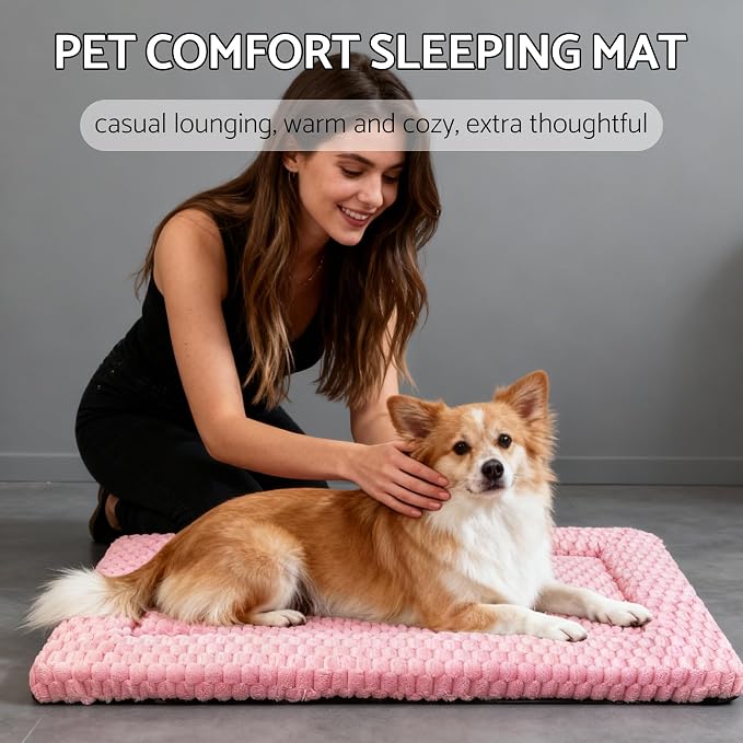 Dog Bed Mat, Reversible Dog Crate Pad - Washable Kennel Mat with Soft Support Foam, Flat Kennel Pad for Dogs & Cats, Double Pet Bed Perfect for Cage (Pink, 30" L x 20" W x 1.5" Th) - Image 4