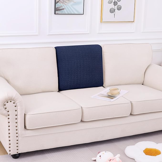 Smiry Waterproof Couch Cushion Covers, Non Slip Seat Cushion Covers | Stretch Jacquard Chaise Lounge Sofa Slipcover, Washable Elastic Furniture Protector for Pets, Back Cover M, Navy - Image 5