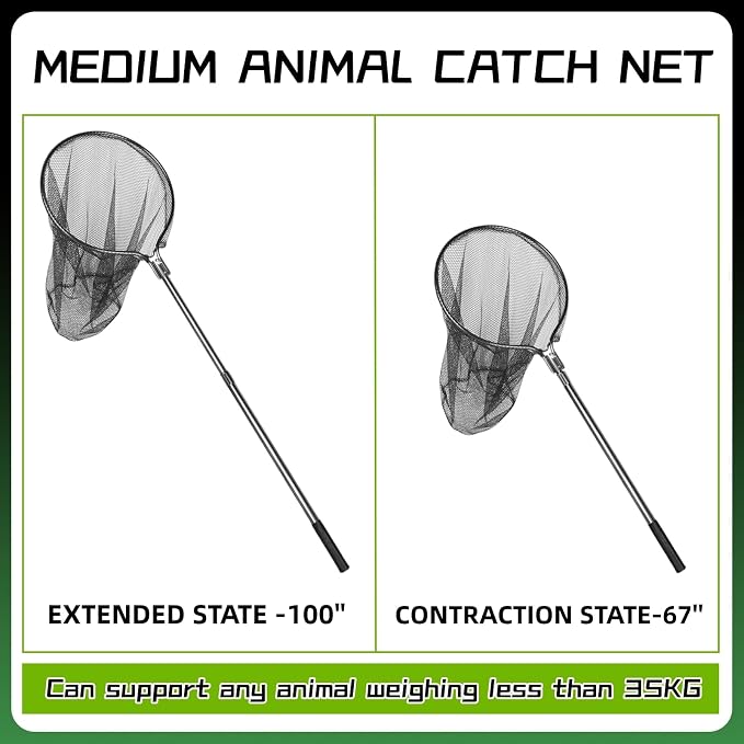 Catch Net - Small Animal Catcher for Chicken, Duck, Goose, Fish, Cat, Bird, Raccoon, Dog and Others (43"-78" Handle with 20" Net Opening) - Image 5