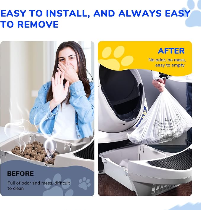 Litter Box Liner Bag Compatible with Cat litter Box 3 and 4, 60 Pack - Extra Thick Waste Bags for Self-Cleaning Pet Kitty Litter Box Drawer Liners, 9-11 Gallons Home/Kitchen Trash Bags - Image 3