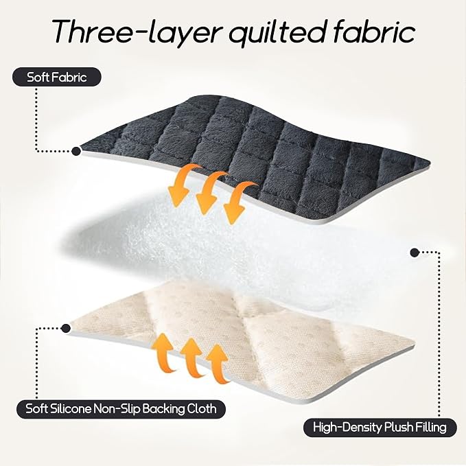 beeweed Couch Covers for Sofa, Couch Covers for Dogs Washable, Non Slip Plush Sofa Slipcovers, Couch Furniture Protector Pet Friendly, Diamond Pattern, Dark Grey, 27.6” x 59” - Image 3