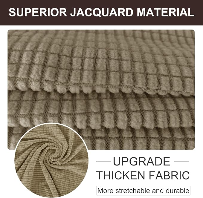U-NICE HOME Oversized Stretch Couch Cover Slipcover, Sand | 3 Cushion Sofa, 1-Piece Sofa cover, Washable, Pet friendly, Furniture protector, Polyester Spandex Jacquard fabric - Image 5
