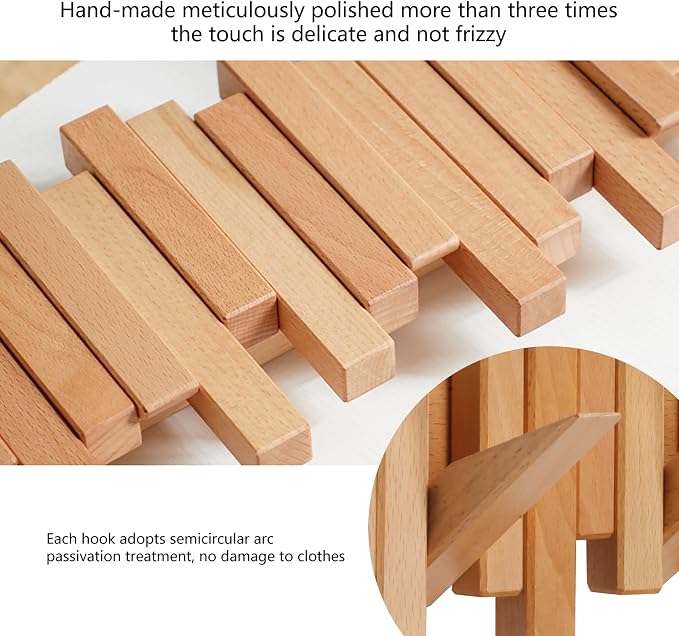 DESAINOPH® Wooden Coat Rack Wall Mounted Sticks Multi Rack Solid Handmade Natural Wood Artwork with 5 Flip-Down Unique Modern Hooks for Coats Bag Hat Umbrella | Natural Wood Handmade Unique Hanger for Coats Bag Hat Umbrella key Wall Art In the foyer li... - Image 4