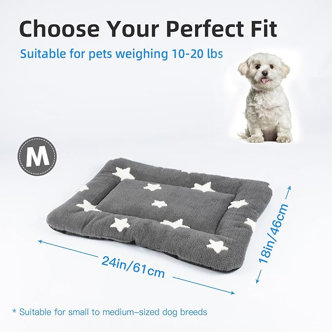 Mora Pets Dog Crate Pad Kennel Bed Crate Mat for Small Dogs Washable Cute Star Pet Bed for Dog Cage Ultra Soft Flat Puppy Cat Kitten Pillow Cushion for Sleeping Anti-Slip Grey 24 x 18 - Image 6