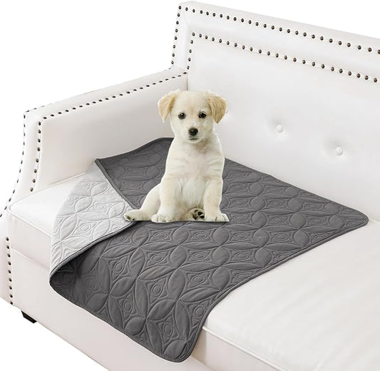 Waterproof Couch Cover for Dogs - Washable Pets Furniture Protector | TPU Leak-Proof Liner, Lightweight & Reversible, Fits Chair, Sofa, Bed, 30" x 30" , Lightgrey/Darkgrey by TuffeelHome