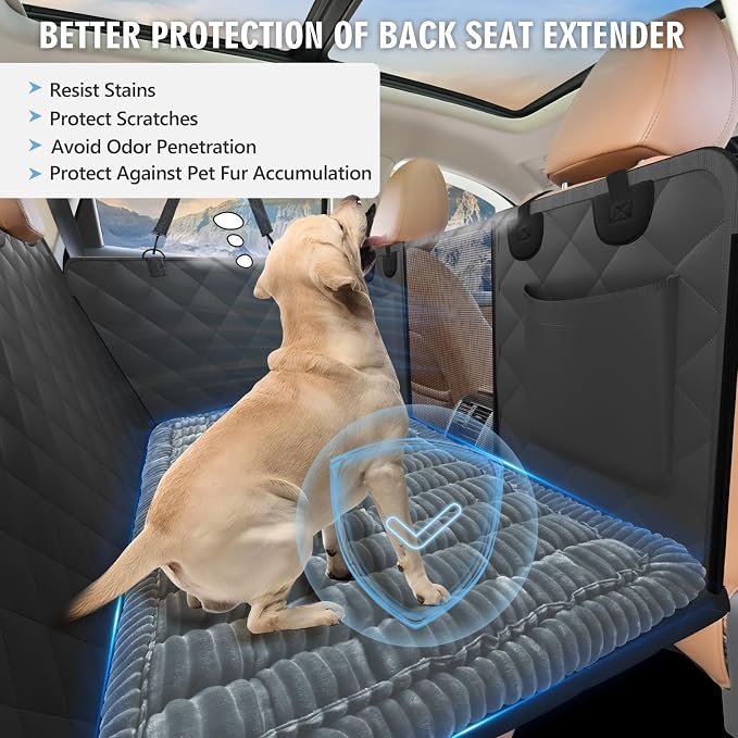 Dog Bed for Car Back Seat, Non-Slip Backseat Pet Mat Standard, 51''X23.5'' | Soft Blanket for Travel, Plaid Flannel, Quilted PP Cotton Filling, Non-Slip Backing, Machine Washable, Fit Backseat Extenders - Image 4