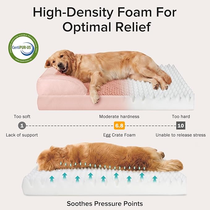 INVENHO L Plus Orthopedic Dog Bed for Large Dogs, Washable Dog Sofa with Egg-Crate Foam, Waterproof Lining and Non-Skid Bottom - Image 2