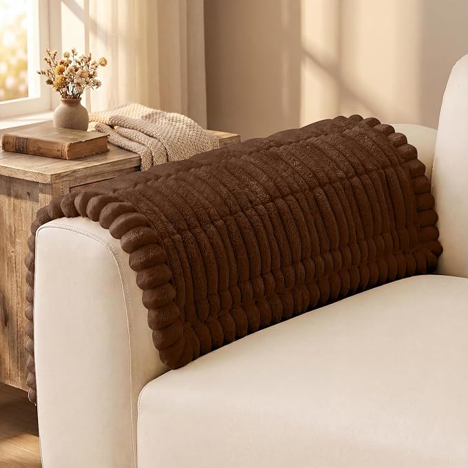 decorUhome Couch Cover for Dogs, Non Slip Fuzzy Thick Pet Sofa Protector | Pet Friendly, Couch Covers for Sofa, Machine Washable, Fits Armrests, Single Seats & Backrest Cushions, Brown, 27.6" x 27.6" by decorUhome