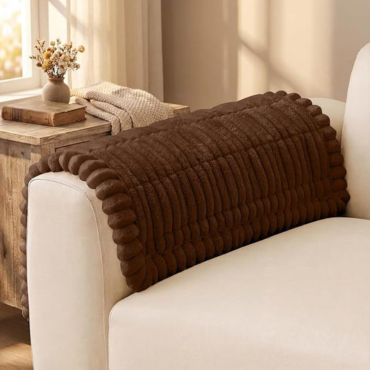 decorUhome Couch Cover for Dogs, Non Slip Fuzzy Thick Pet Sofa Protector | Pet Friendly, Couch Covers for Sofa, Machine Washable, Fits Armrests, Single Seats & Backrest Cushions, Brown, 27.6" x 27.6" by decorUhome