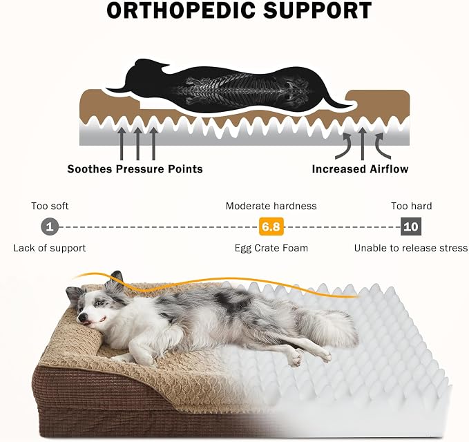 INVENHO Orthopedic Dog Beds Large Sized, XL Washable Egg-Crate Memory Foam Dog Couch with Washable Removable Cover, Waterproof Lining and Nonskid Bottom - Image 2