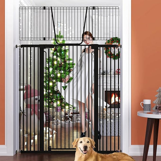 Jiprlak51 Extra Tall Cat Gate for Doorway – 30"-49.27" Extra Wide Pet Gate with Adjustable Cat Door Wide,Auto Close, Pressure Mounted, Pet Gate for Cats & Small Dogs, Hallway, Stairs, Kitchen