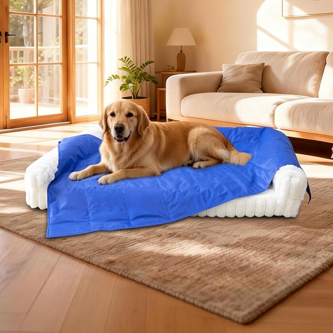 Waterproof Orthopedic Dog Bed for Meduim Dogs Beige | Non-Slip Egg-Crate Memory Foam Removable Washable Cover with Sides Couch Bed for Crate - Image 5