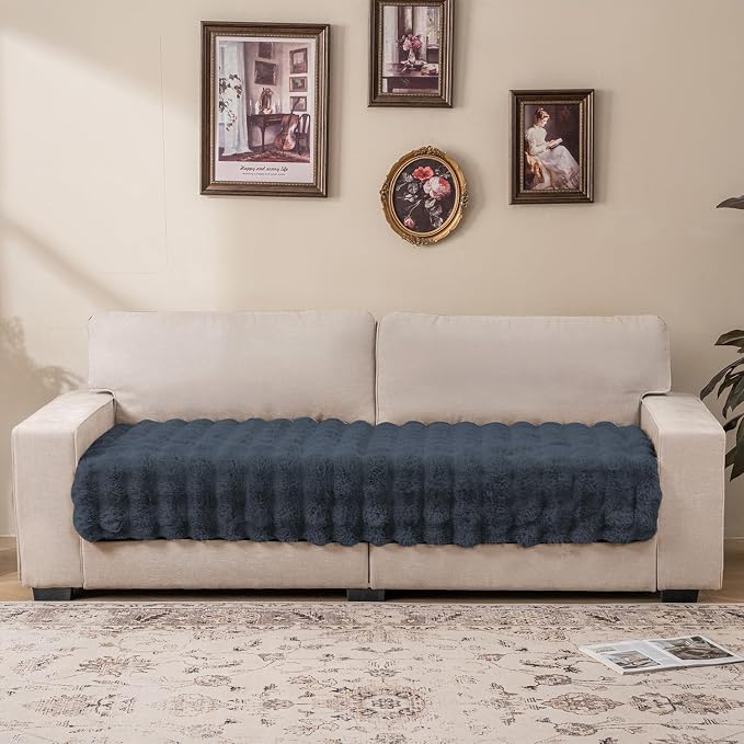 Dogs/Cats Bed Mats, Dog Pad Washable Removable Couch Cover with Anti-Slip Back, Plush Long Fur Mat, Perfect for Small, Medium and Large Dogs.(Noble Gray-Bubble, 30"x53") - Image 7