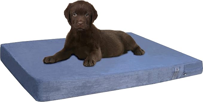 Dogbed4less Orthopedic Gel Memory Foam Pet Dog Bed, Waterproof Liner with External Microsuede Cover and Bonus Antislip Cover (Microsuede Gray, 37"X27"X4" Inches) by Dogbed4less