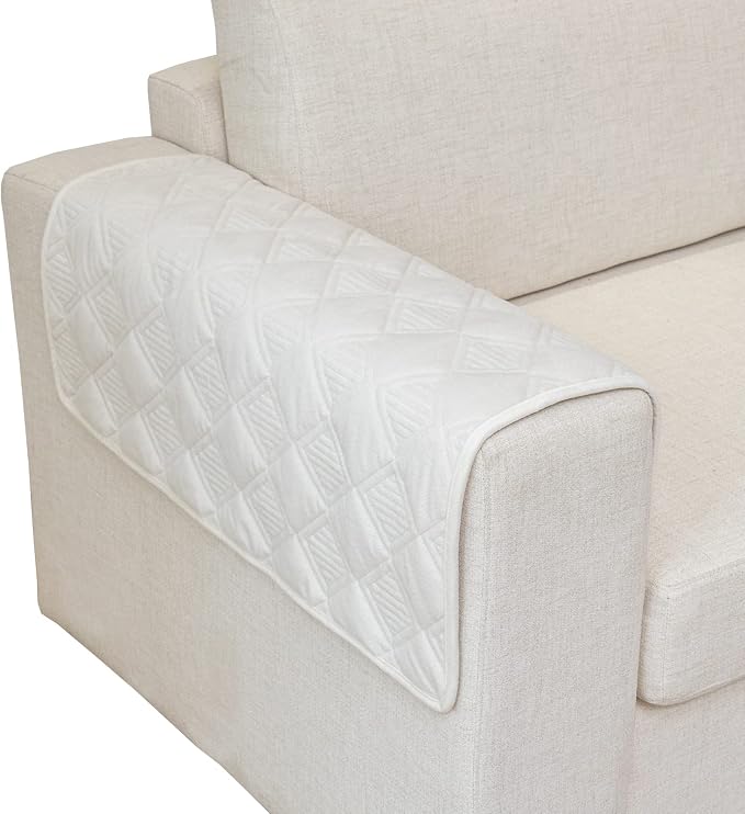 Eismodra Armrest Covers,Sectional Couch Covers,L Shape Sofa Slipcover Furniture Protector for Dogs Cats Pet Chaise Lounge 3 Cushion Couch Loveseat,White 28 x 28 inches (Only 1 Piece) by Eismodra