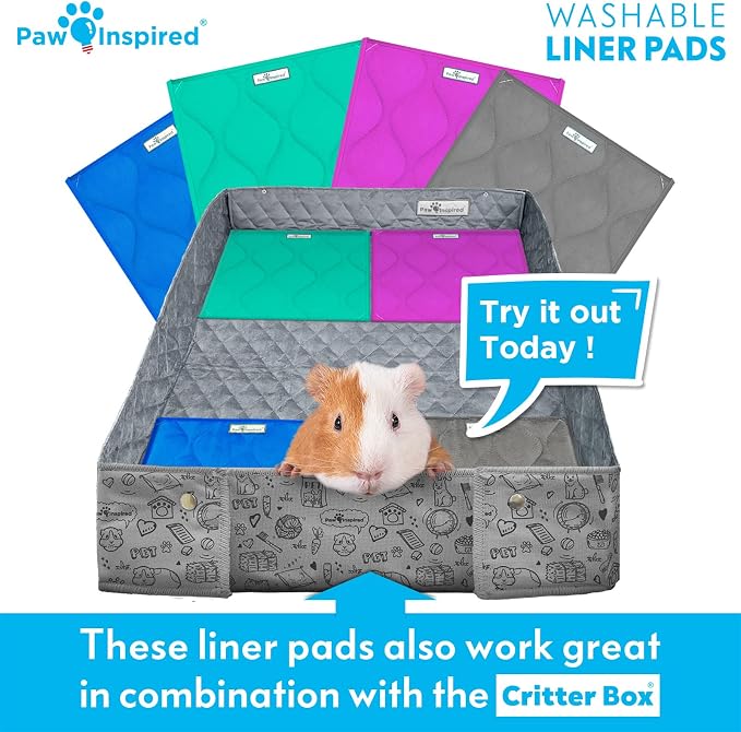 Paw Inspired Washable Fleece Guinea Pig Cage Liner Pads,12x12 Inch, Blue | Corner Mat, Pee Pad, Super Absorbent Bedding, Waterproof Bottom, Guinea Pigs, Ferrets, Rabbits, Hamsters, Small Animals - Image 8