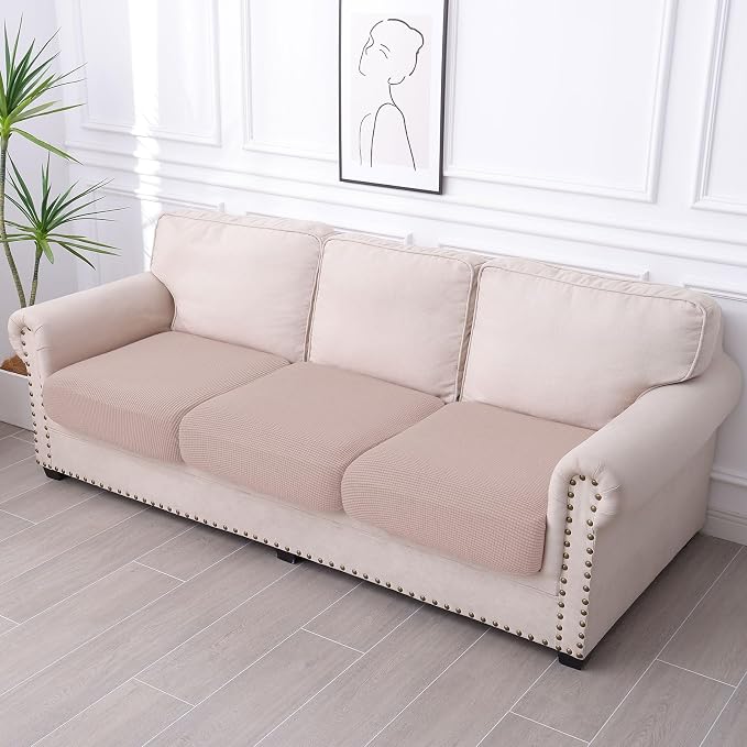 hyha Waterproof Couch Cushion Covers for Pets, Non Slip Sofa Seat Cover | Stretch Jacquard Fabric, Elastic Bottom, Non Slip Fit, Waterproof Protection, Pet Hair Protection (3 Pieces) - Image 8