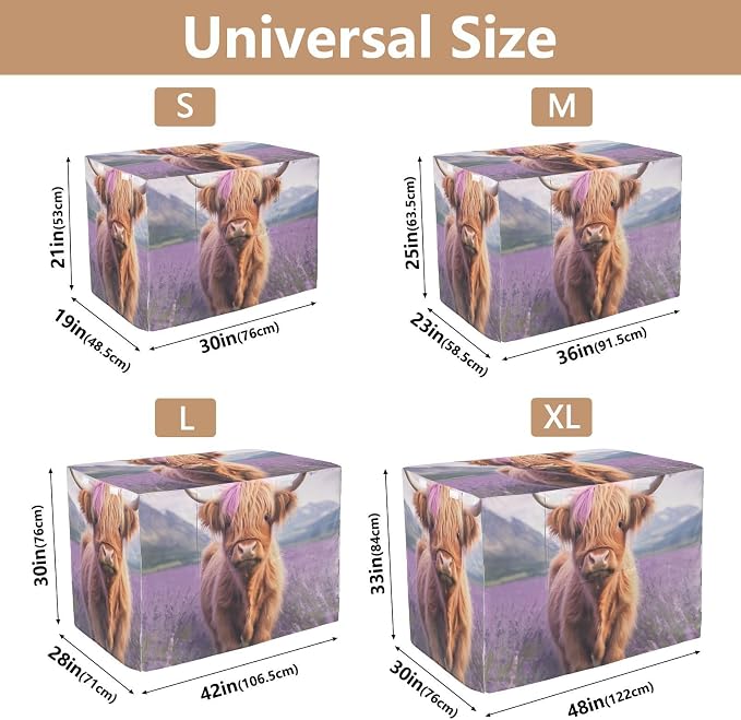 Dog Crate Covers Cute Highland Cow Purple Wind-Resistant, Washable Cage Cover for Indoor Pets X-Large - Image 3