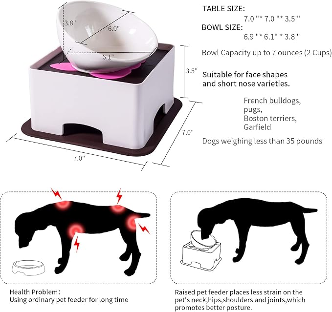 Raised Ceramic Dog Feeding Bowl,Adjustable Elevated Dog Bowls Set Anti-Slip,Standing Pet Feeding Dish for Small Medium Dogs and Cats,White - Image 3