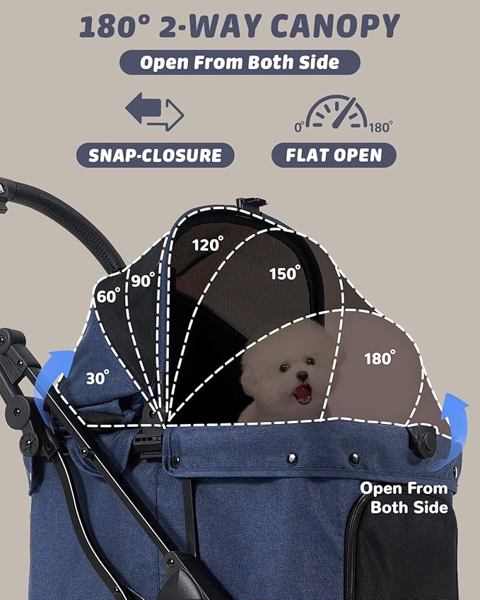 HITTITE Pet Stroller with Weatherproof Cover, All-Terrain 4-Wheel Cat & Dog Stroller with Adjustable Canopy, Foldable Dog Strollers with Storage Basket for Small to Medium Dogs Up to 55 lbs.