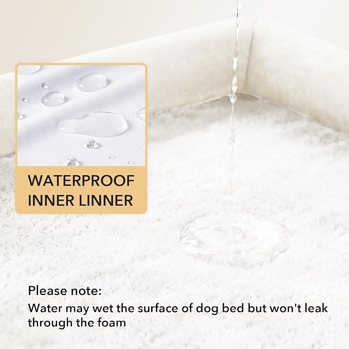 Waterproof Orthopedic Dog Bed for Extra Large Dogs, 41x27in, Beige | Orthopedic Foam Relieves Joint Pressure, Bolsters Supports Head And Neck, Washable Cover, Non-Slip Bottom - Image 3