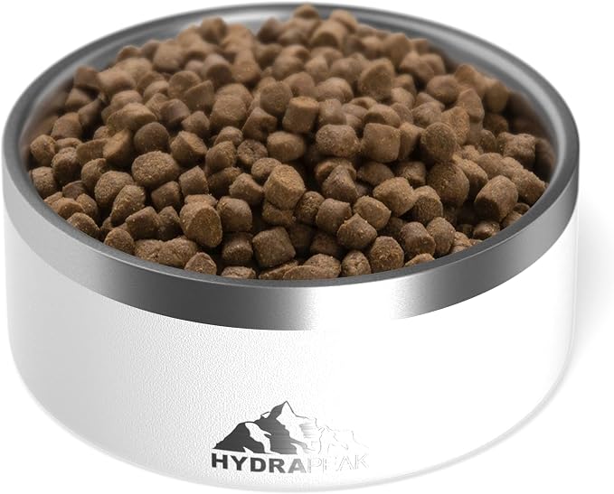 Hydrapeak Dog Bowl; Non Slip Stainless Steel; Water and Food Dish; Large Sized and Small Dogs; 32oz 64oz; Multiple Sizes; 4 Cup | White - Image 2