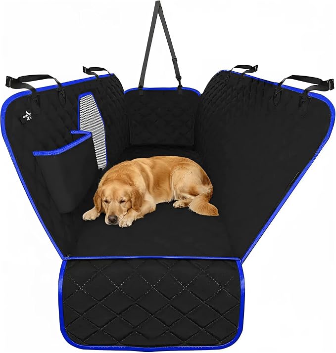 Active Pets Dog Car Seat Cover for Back Seat, Waterproof Pet Protection Hammock, SUV Truck Car Backseat Protector with Safety Features, Blue by ActivePets