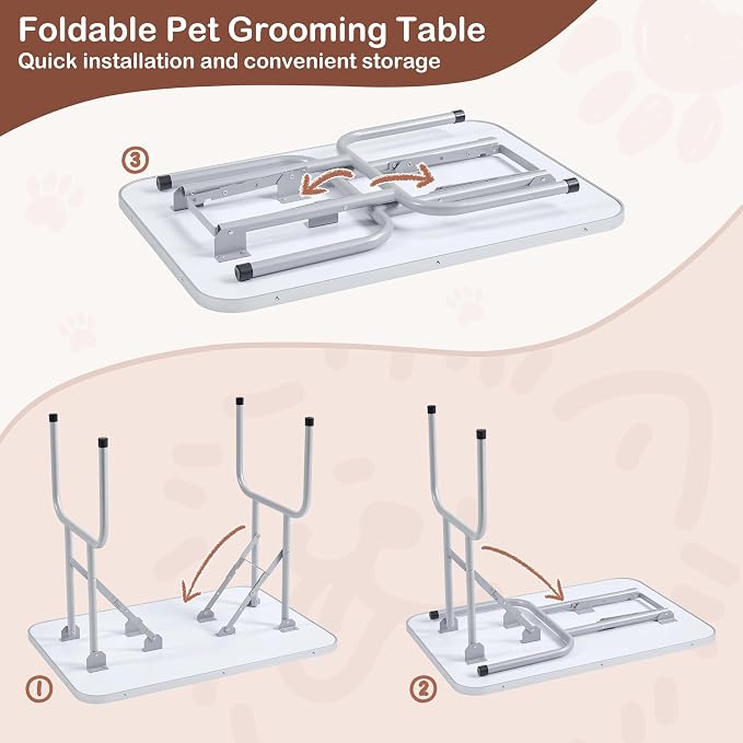 Yaheetech 46'' Dog Grooming Table for Large Medium Dogs at Home, Black | Portable Pet Grooming Table with Arm & Nooses, Foldable Design, Non-Slip Surface, Mesh Storage Tray, 264lbs Capacity - Image 4