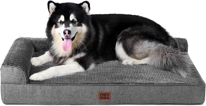EHEYCIGA XXL Dog Bed Memory Foam, Orthopedic Giant Dog Bed Jumbo with Washable Removable Cover, Waterproof Pet Sofa Couch with Nonskid Bottom, 48x35x7.5, Dark Grey by EHEYCIGA