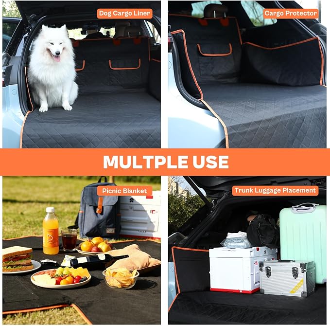 IVY&LANE SUV Cargo Liner for Dogs,Waterproof Trunk Cover Dog Car Seat Mat for SUVs Sedans Vans with Bumper Flap Protector,Non-Slip,Large Size Universal Fit,Black - Image 7