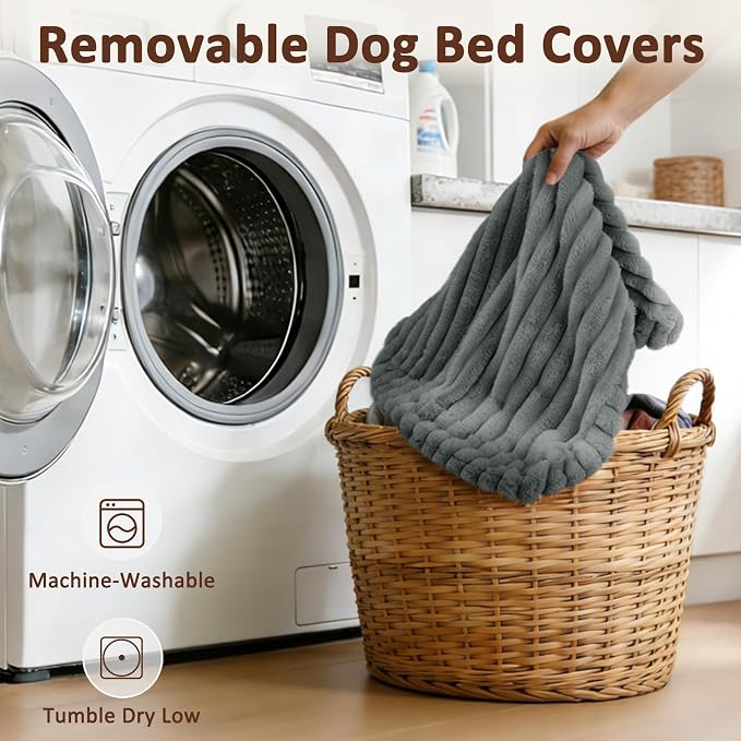 Dog Bed Medium Size Dog, Flat Pet Beds with Removable Washable Cover, Pet Mat Cute Crate Bed Thick Shredded Chopped Crate Foam & Anti Slip Bottom for Indoor, 29"x21"x3" Grey - Image 8