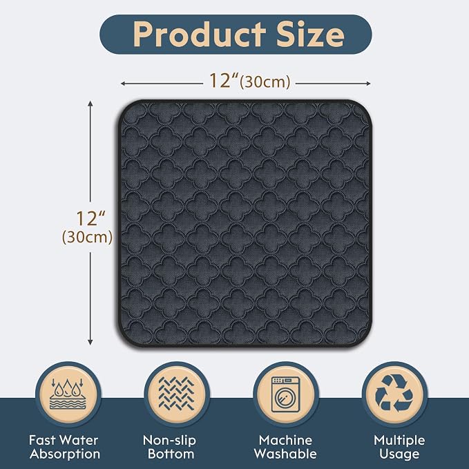 FunFurry Washable Guinea Pig Cage Liner - 4 Pack Reusable Washable Pee Pads，Waterproof Guinea Pig Bedding for Small Animal - Rabbit Bunny Hamster Puppy (Dark Grey, 12" X 12" - 4 Pack) - Image 2