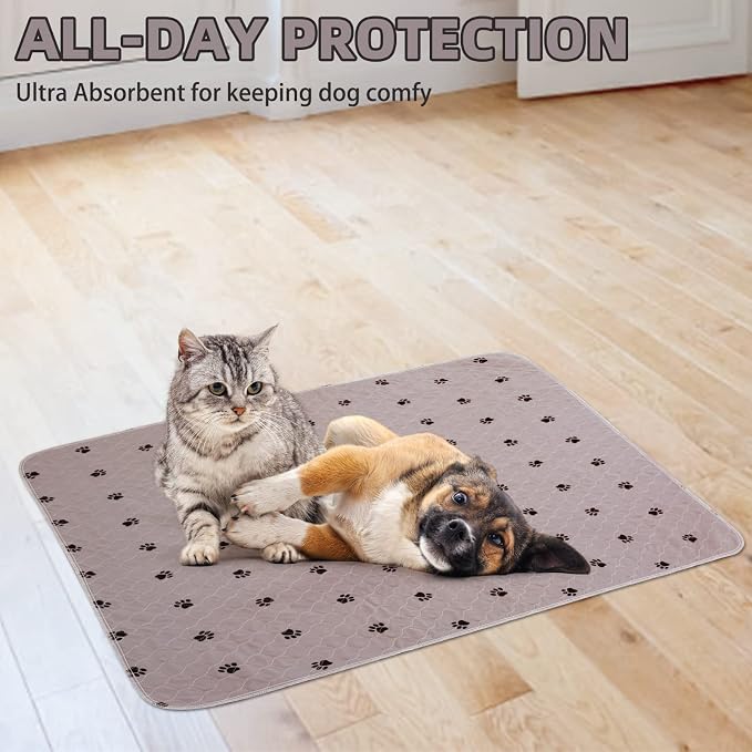 PUPTECK Washable Pee Pads for Dogs Dog Training Pads 4 Pack Brown 24x36 in | Reusable Puppy Potty Training Pads Whelping Mat Pet Food Feeding Mat Leakproof Fast Absorption Non-Slip for Small Animals - Image 8