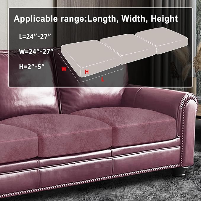 ANARACHON Leather Look Couch Cushion Covers Sofa Seat Slipcovers Sets Couches Furniture Protector for Sectional Armchair Loveseat Pets Kids Stretch Spandex Fabric (3 Cushion Sofa, Light Kahki) - Image 3